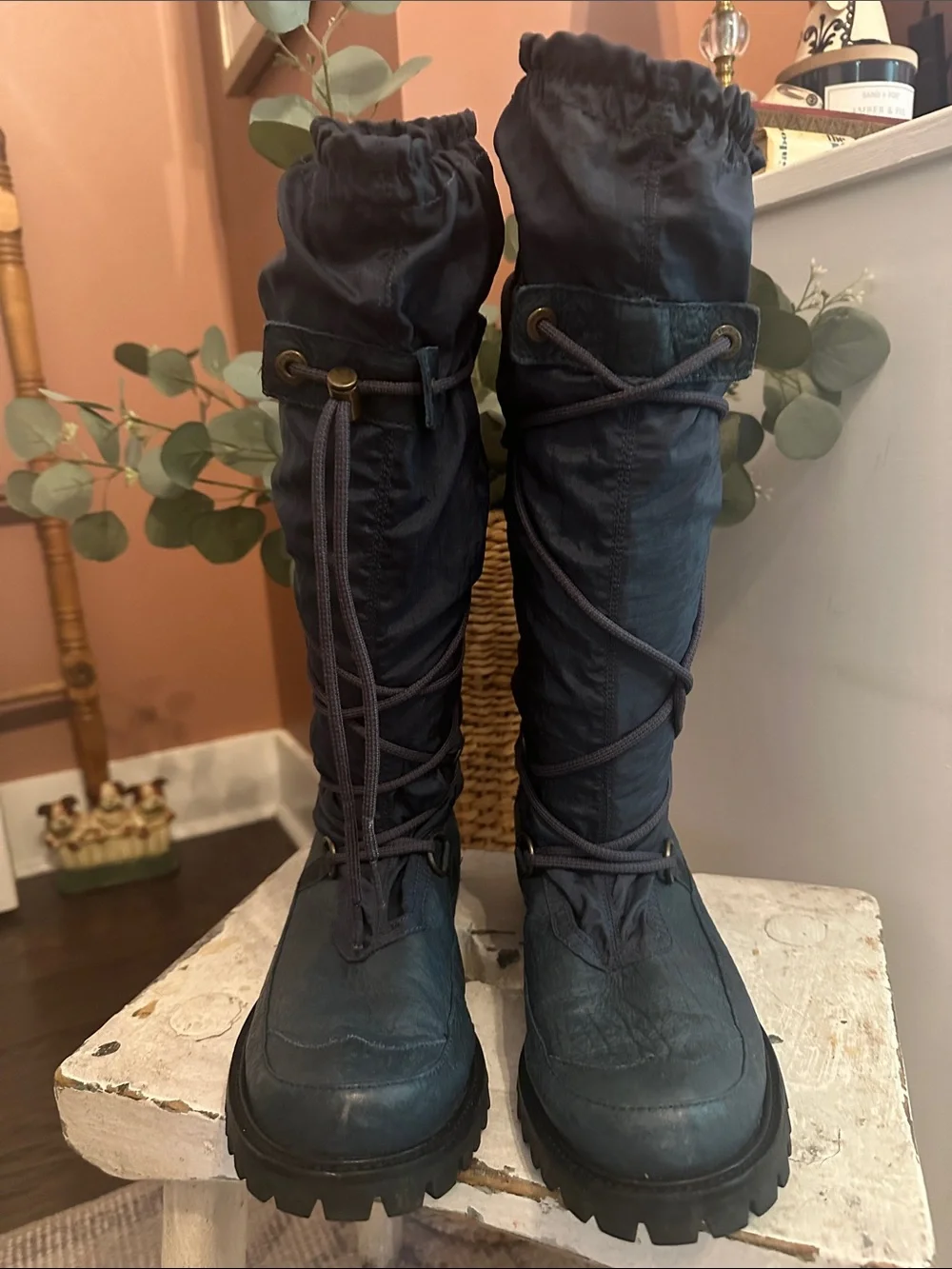 Hunter women’s Summit Amazonas Tall Lace-Up Rain Navy Blue boots - Picture 4 of 14